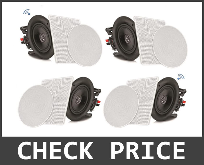 Pyle 8 inch 4 Bluetooth Flush Mount – In-wall In-Ceiling 2-Way Speaker System